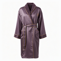 Peignoir unisexe avec col châle, double couche, violet foncé, doux pour la peau, idéal pour les vacances, pour femmes, toutes saisons