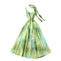 Robes longues d'été françaises à col halter, tie-dye, taille cintrée, fluides, pour femmes, pour les vacances