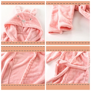 Lindo Pijama Infantil de Franela de Doble Cara para Otoño e Invierno, Bata de Baño para Niños, Gruesa, Cálida, de Manga Larga con Capucha - Product Image 2
