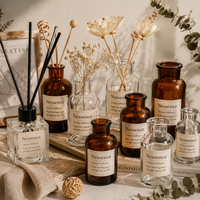 Bouteille diffuseur de parfum en verre ambré de luxe avec bouchon intérieur, conteneur d'arôme, logo personnalisé, OEM, vente en gros