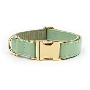 Hochwertiges, strapazierfähiges Nylon-PU-Leder Hundehalsband mit goldener Metallschnalle, buntes Leder-Hundehalsband - Product Image 2