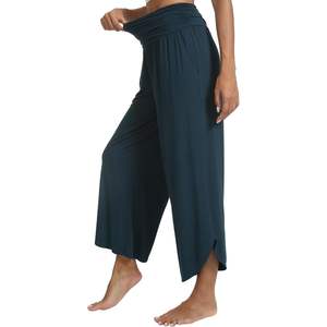 Pantalon de détente personnalisé pour femme, coupe large, taille haute, en viscose de bambou douce avec poches, vert sarcelle profond, tailles S-XXL - Product Image 4