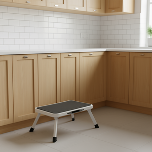 Folding <b>Step</b> Stool 38x26x17.5cm Steel <b>Plastic</b> Black White Compact Portable Kitchen Bathroom Use - Product Image 3