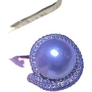 S925 Silver DIY <b>Pearl</b> Accessory 10-11mm Round Flat <b>Ring</b> Holder 10191-for Concealer Diamond <b>Rings</b> - Product Image 5