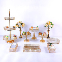 3 à 16 pièces de luxe, supports ronds pour gâteaux bonbons en cristal, accessoires de mariage de fête, fournitures de décoration de cupcakes en or et en argent