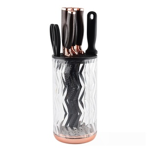 7-Pcs Non-Stick Chef Knife Set Includes Knife <b>Holder</b> Sharpening <b>Rod</b> Kitchen Scissors for Home Cooking and Gift - Product Image 5