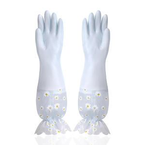 Gants en caoutchouc imperméables à manches longues, 50cm, doublés de polaire épaisse, pour la cuisine, la vaisselle, les travaux ménagers, le nettoyage du linge - Product Image 4