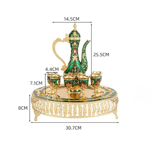 Classic and elegant castle-style <b>wine</b> set with high tray, Chinese home decor, <b>wine</b> bottle and glasses, collectible art piece - Product Image 6