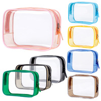 Pochettes de toilette de voyage cosmétiques transparentes en PVC avec logo personnalisé pochette à fermeture éclair transparente étanche et durable trousse de maquillage portable