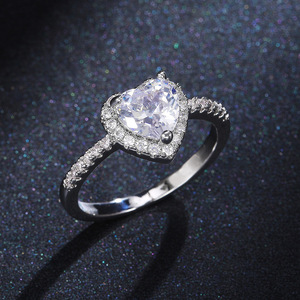 แหวนผู้หญิงรูปหัวใจประดับเพชรเซอร์คอนประดับเพชรเครื่องประดับหมั้นทองคำขาวหลากสี JZ-694 - Product Image 1