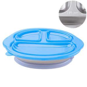 Trẻ em ăn tấm bé thép không gỉ chia tấm cấp thực phẩm Silicone hút cốc Bộ đồ ăn - Product Image 1