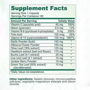 Capsules de soutien de la tension artérielle à marque privée avec extrait d'aubépine, d'hibiscus et d'<span class=keywords><strong>ail</strong></span>, vitamines et supplément à base de plantes - Product Image 2