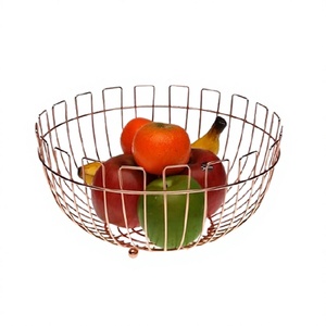 Panier de légumes en fil de fer couleur or rose fait à la main panier de fruits de taille personnalisée de forme ronde par Home Arts - Product Image 1