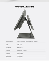 Sistema de Caja Registradora con Pantalla Táctil Dual de 15.6 Pulgadas, Terminal Todo en Uno, Máquina POS, Software de Facturación Inteligente con IA, NFC Móvil para Comercio Minorista