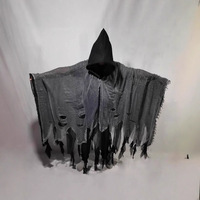 Cape de Cosplay Halloween Grim Reaper, Costume de Squelette, Cape Rétro Médiévale pour Maison Hantée, Robe d'Horreur, Tenue de Zombie Unisexe Adulte