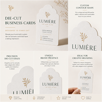 Cartes de visite découpées sur mesure, forme arquée, texture premium pour un branding créatif, OEM