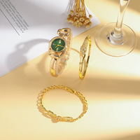 Ensemble de trois montres-bracelets de luxe vintage à boutons pour femmes, design unique, élégant, ensemble de bracelets de style professionnel, cadeau pour femmes