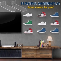 Vente en gros en usine de présentoir mural transparent pour chaussures de sport pour la maison au détail de présentoir mural flottant pour chaussures en acrylique