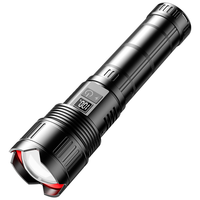 Lampe torche LED 30W 3000 lumens avec zoom, en alliage d'aluminium, étanche IP54, rechargeable par USB, avec 8 piles lithium externes 18650, pour le camping