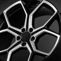 Nouvelle jante en alliage d'aluminium forgé 5 branches, design Y fendu usiné, bicolore noir et argent, logo personnalisé, jante de voiture 16-22 pouces 5x114.3