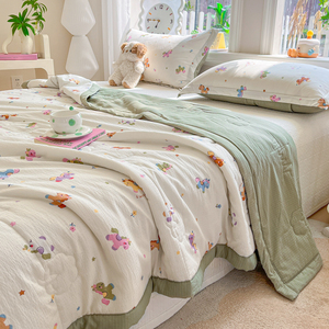 Parure de lit d'été à imprimé poney mignon - Literie douce en gaze double couche <span class=keywords><strong>pour</strong></span> enfants, couette respirante et légère - Product Image 3