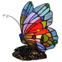 Nouvelle tendance à côté de la table vitrail animal veilleuse abat-jour fait main beurre mouche tiffnay lampe pour chevet