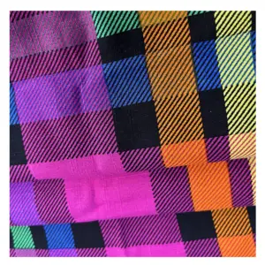 Peru Lino Tela 21s Rayon Viscose Slub Spandex check printed Woven Fabric For Dress Plain Dyed