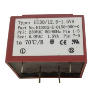 Transformateur à impulsion scellé EI30/12.5 1.5VA 110V 220V vers 12V 18V 24V pour PCB
