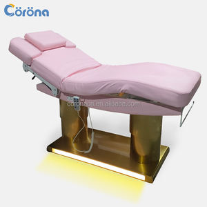 Chaise esthétique inclinable réglable personnalisée de haute qualité en forme de s lit de cils de salon électrique rose - Product Image 1