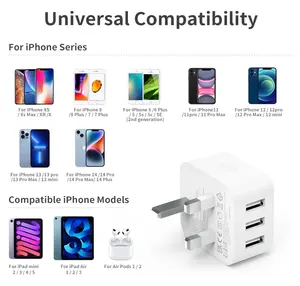 Multi-port Travel Adapter Android Mobile Phone USB Fast Charging Head For Samsung Huawei Xiaomi IPhone Tablet