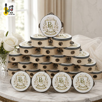 Lot de 4 tambourins personnalisés de 4 pouces pour invités de mariage, avec logo imprimé sur ruban et dentelle, pour fêtes et célébrations
