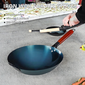 Wok <span class=keywords><strong>en</strong></span> fer <span class=keywords><strong>à</strong></span> fond rond antiadhésif <span class=keywords><strong>à</strong></span> l'ancienne forgé <span class=keywords><strong>à</strong></span> la main pour cuisinière <span class=keywords><strong>à</strong></span> induction au gaz pour la cuisine domestique - Product Image 2