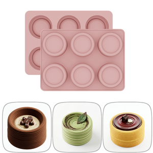 Moule à gâteau rond en silicone à 6 cavités, plaque de cuisson antiadhésive pour mousse, dessert, cupcake - Product Image 5