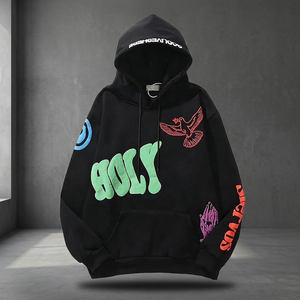 Sweat-shirt à capuche personnalisé pour homme, respirant, en mousse, pull-over brodé en 3D, streetwear d'hiver, coupe décontractée, numérique, 100 % bambou - Product Image 3