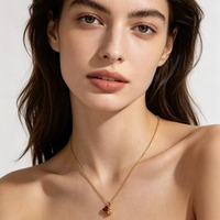 Collier traditionnel plaqué or avec pendentif gourde rouge pour femme, idéal pour le quotidien, ornements féminins haut de gamme, vente en gros TGXL14668