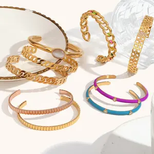 Dingran alla moda gioielli in acciaio inossidabile bracciale in oro placcato appannamento braccialetti in smalto libero per le donne