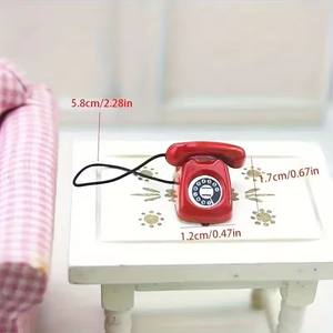 Modèle de mini-téléphone, téléphone rétro rotatif en alliage, meubles pour maison de poupée, accessoires pour maison de poupée, mini-téléphone fixe - Product Image 4