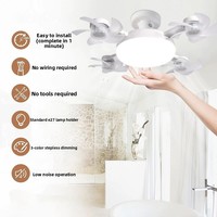 Ventilateur LED avec télécommande rétractable, douille E27, matériau ABS/PVC, pour chambre à coucher, salon, salle à manger, hôtel et bureau