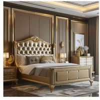 Lit double moderne en bois massif sculpté, écologique et personnalisé, pour chambre à coucher d'appartement