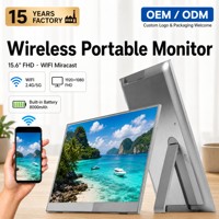 Moniteur portable sans fil IPS 1080P FHD de 15,6 pouces, batterie 8000 mAh, écran miroir, WiFi, AirPlay, Miracast, Type-C, ordinateur portable professionnel