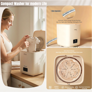 Lavadora Automática Inteligente con Carcasa de Plástico, Lavadora Integrada Portátil para Dormitorio, Viajes, Ropa Interior y Calcetines - Product Image 6