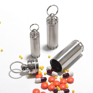 Porte-clés en acier inoxydable personnalisé pour pilules, boîte à médicaments en aluminium pour voyage en plein air, porte-clés pour capsules, mini boîte à pilules en métal - Product Image 1