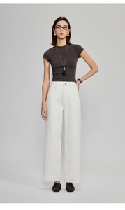 High Quality Spring Fashion <strong>White</strong> High Waist Straight Leg <strong>Cropped</strong> Women Slim Fit Casual <strong>Ladies</strong> 9 Point Jeans Denim <strong>Trousers</strong> - Product Image 4