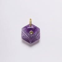 Composants classiques pour la fabrication de bijoux : Pendentif hexagonal en plaqué or 18 carats avec pierres précieuses naturelles multiples et zircon incrusté pour collier DIY