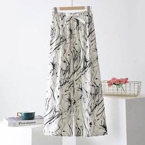 Pantalon de pyjama en coton et soie pour femmes, fin, ample, à jambes larges, décontracté, pour l'été, à porter en extérieur - Product Image 4