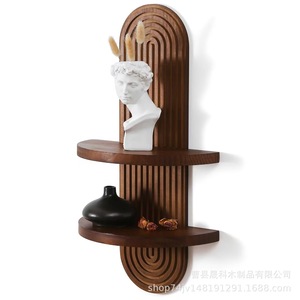 Wooden Wall <b>Shelf</b> 2 Tier Floating Storage <b>Rack</b> For Bedroom Decorative Plant Display Wall Mounted Type - Product Image 3