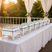 Nouveau design Réchaud de buffet 6L en acier inoxydable doré et blanc, chauffage à l'alcool, longue durée de vie, contrôle manuel de la température