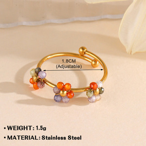 <span class=keywords><strong>2025</strong></span> New Arrival Tốt Nhất Bán Đầy Màu Sắc Hoa Hình 18K Vàng Thép Không Gỉ Nhẫn Không Thấm Nước Đồ Trang Sức Thời Trang Cho Phụ Nữ - Product Image 6