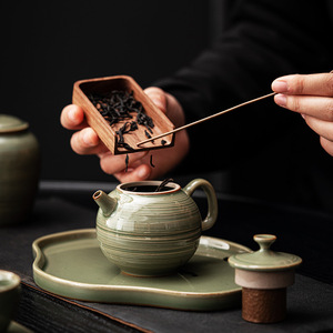 Théière en céramique ronde avec couvercle, résistante à la chaleur, pour la préparation du thé Kung Fu, poterie, théière individuelle, mini théière domestique - Product Image 2
