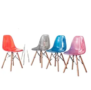 الحديثة رخيصة عشاء الخشب الساقين cadeira eam sillas البلاستيك الطعام كرسي أكريليك